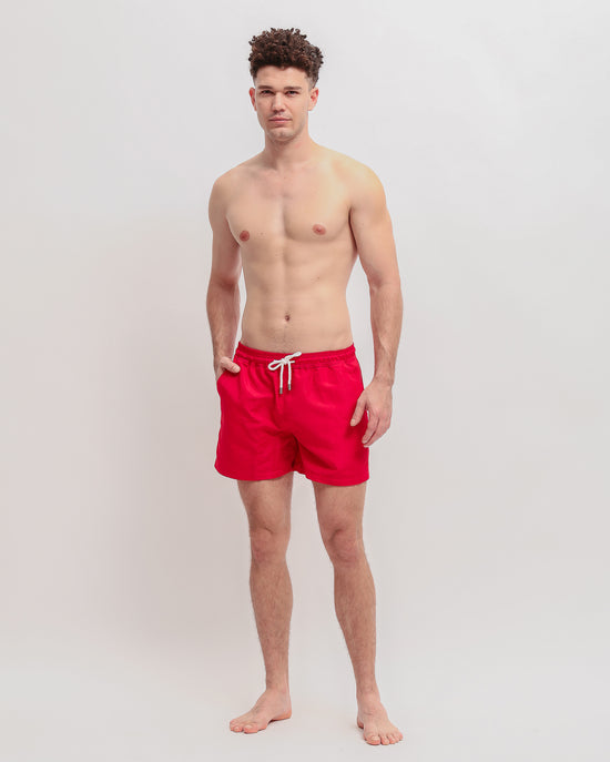 Basic Red Short-Length Swim Shorts