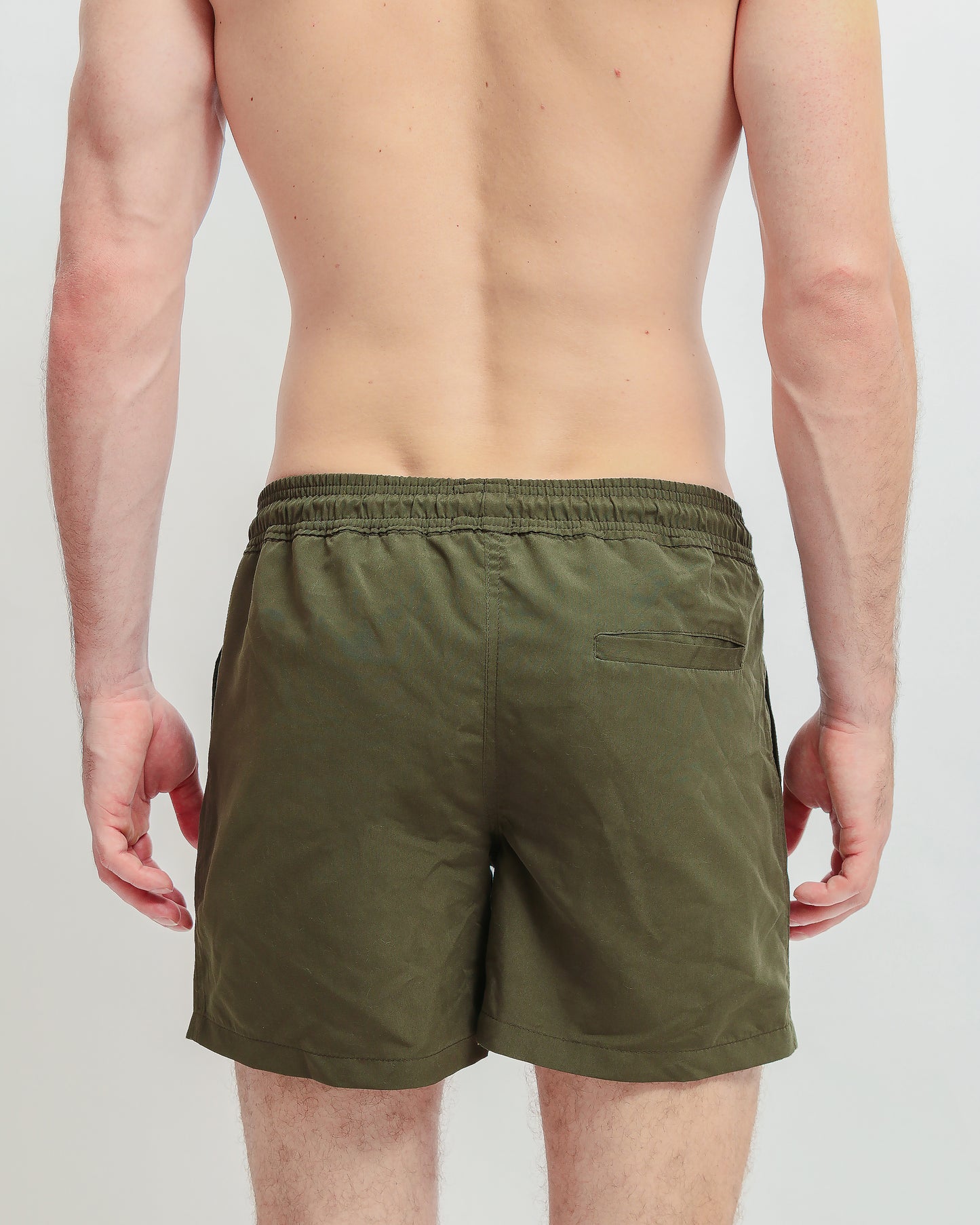Load image into Gallery viewer, Basic Olive Short-Length Swim Shorts
