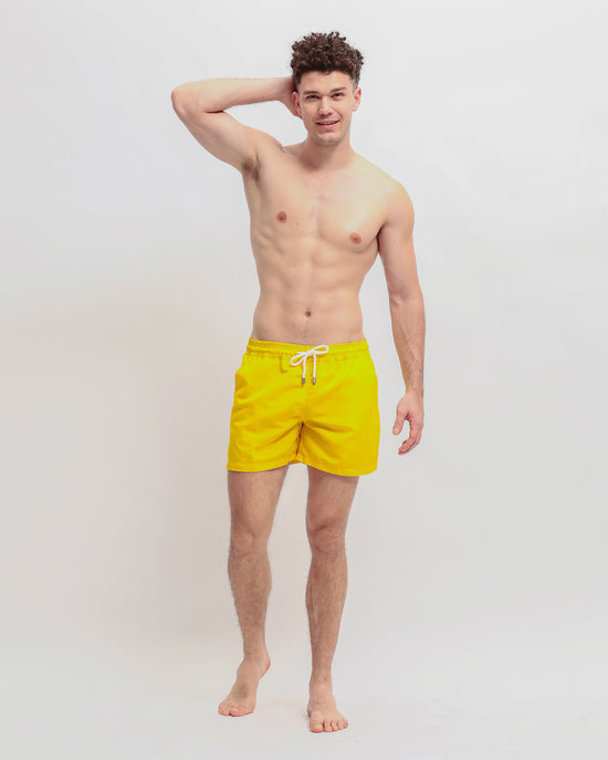 Basic Yellow Short-Length Swim Shorts