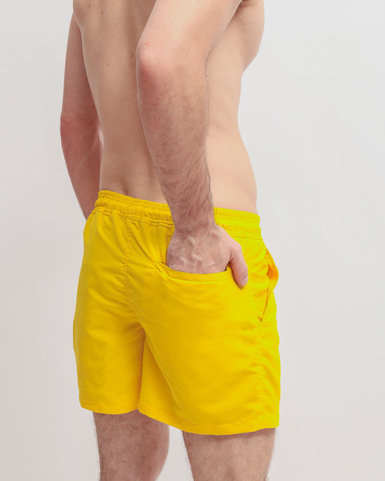 Basic Yellow Short-Length Swim Shorts