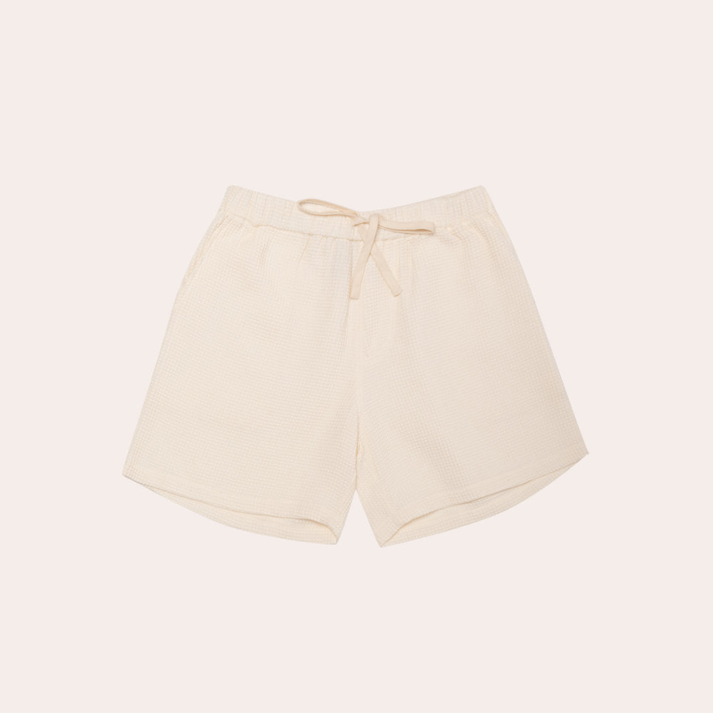 
                      
                        Cream Waffle Shorts
                      
                    